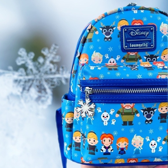 NWT LOUNGEFLY DISNEY Frozen Chibi Cartoon Character Print Mini Backpack - Picture 9 of 12